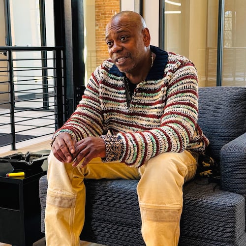 Comedian Dave Chappelle appears during an interview in Yellow Springs, Ohio on April 8, 2026. (AP Photo/Patrick Aftoora-Orsagos)