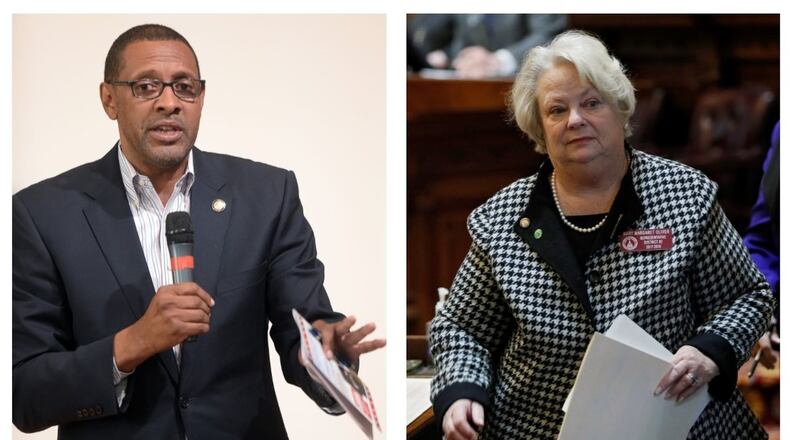State Rep. Vernon Jones, D-Lithonia, and Rep. Mary Margaret Oliver, D-Decatur, exchanged tense emails that highlighted disagreement over proposals to reform DeKalb County’s ethics board. AJC file photos.