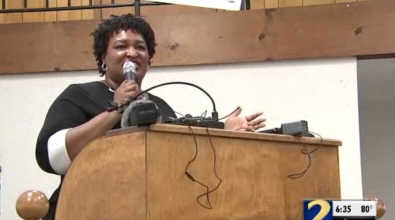 Stacey Abrams' campaign held a rally at Clayton State University on Tuesday morning.