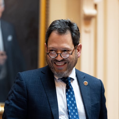 Senate Majority Leader Sen. Scott Surovell, D-Fairfax, attends a special legislative session in Richmond, Va., Wednesday, Oct. 29, 2025. (Mike Kropf/Richmond Times-Dispatch via AP)