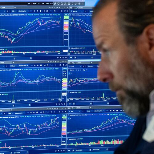 Specialist Michael Pistillo works on the floor of the New York Stock Exchange, Wednesday, Aug.. 5, 2026, in New York. (AP Photo/Yuki Iwamura)