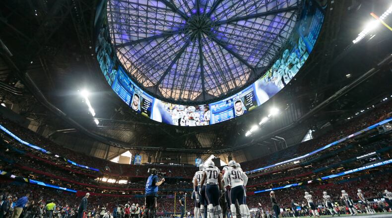The roof of Mercedes-Benz Stadium in Atlanta, before the New England Patriots and Los Angeles Rams played in Super Bowl LIII, Feb. 3, 2019, in Atlanta.