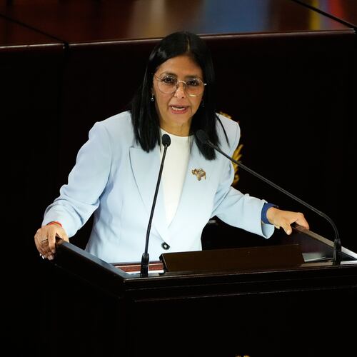 Venezuelan acting President Delcy Rodriguez speaks during a ceremony marking the opening of the new judicial year at the Supreme Tribunal of Justice in Caracas, Venezuela, Friday, Jan. 30, 2026. (AP Photo/Ariana Cubillos)