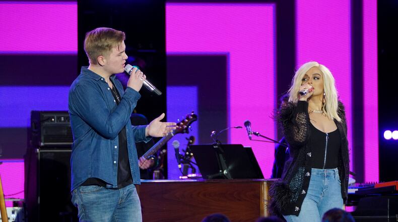 AMERICAN IDOL - "112 (Top 24 Celebrity Duets)" - As the pool has been narrowed to the top 24 contestants, 12 of the top 24 finalists perform duets with celebrity partners at Academy LA in Hollywood during this week in the competition, as the search for America’s next superstar continues on its new home on America’s network, The ABC Television Network, MONDAY, APRIL 16 (8:00-10:00 p.m. EDT). (ABC/Eric McCandless) CALEB LEE HUTCHINSON, BEBE REXHA