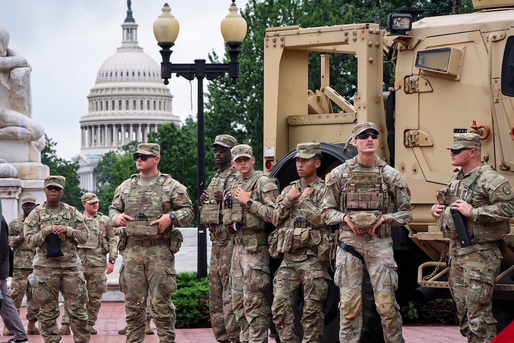 National Guard troops recently gathered near Union Station in Washington.