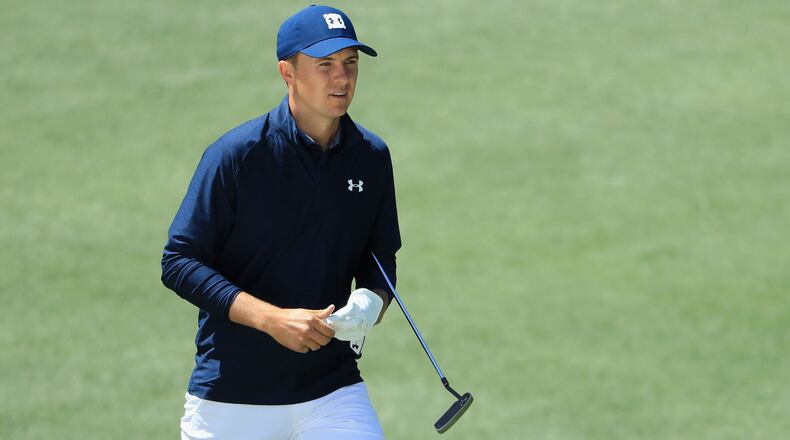 Jordan Spieth walks on the second green during the first round of the 2018 Masters Tournament at Augusta National Golf Club on April 5, 2018 in Augusta, Georgia. (Photo by Andrew Redington/Getty Images)