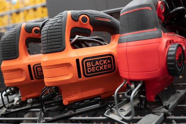 FILE - Black & Decker jigsaws are displayed, Wednesday, April 21, 2021 in a New York store. (AP Photo/Mark Lennihan, File)