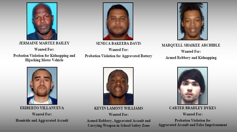The Gwinnett County Sheriff's Office is seeking six suspects on outstanding warrants.