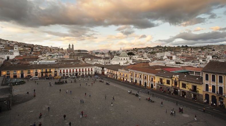 A visit to Casa Gangotena offers a great view of Plaza San Francisco.