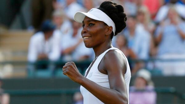 Venus Williams at day five at the Wimbledon Tennis Championships in London Friday, July 7, 2017. (AP Photo/Kirsty Wigglesworth)