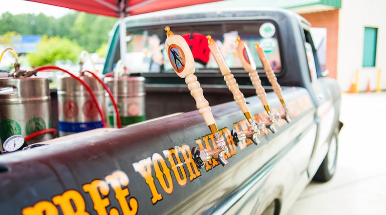 Draft beer is served straight from Burnt Hickory Brewery's truck "The Rowdy."