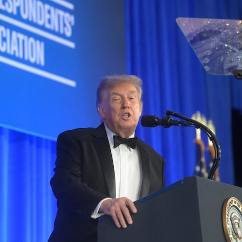 President Donald Trump speaks at the White House Correspondents' Association dinner at the Waldorf Astoria Washington DC, Friday, July 24, 2026, in Washington. (AP Photo/Rod Lamkey, Jr.)