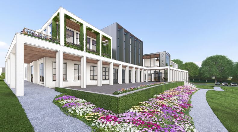 Rendering of the new Molly Blank Center for Opera by architectural firm Post Loyal, led by Allen Post. The new center, slated to open in the summer of 2027 in Buckhead, will serve as the new home base for The Atlanta Opera. (Courtesy of Atlanta Opera)