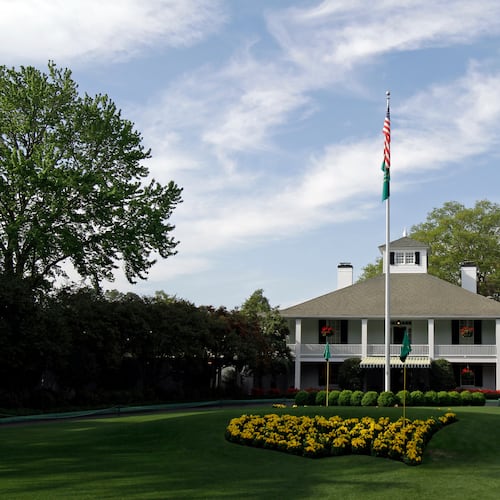 FILE - The Augusta National clubhouse during a practice round at the Masters golf tournament in Augusta, Ga., April 7, 2010. (AP Photo/Rob Carr, File)