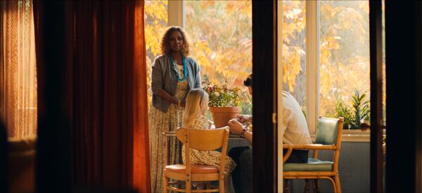 In a scene near the end of Netflix's "His & Hers," Crystal Fox plays Alice, Ellie Rose Sawyer is Meg and Jon Bernthal is Detective Jack Harper. (Courtesy of Netflix © 2025)