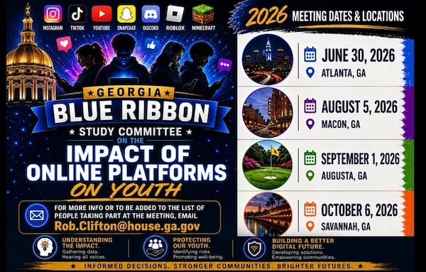 A "Blue Ribbon" Georgia House study committee will be holding hearings around the state on the effects of online platforms on children. (Courtesy Georgia House of Representatives)