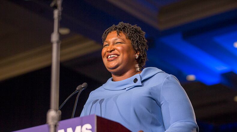 Georgia gubernatorial candidate Stacey Abrams speaks to her supporters during her election night watch party at the Hyatt Regency in Atlanta, Tuesday, November 6, 2018. Georgia's gubernatorial race was too close to call, possibly signaling a run-off election. (ALYSSA POINTER/ALYSSA.POINTER@AJC.COM)