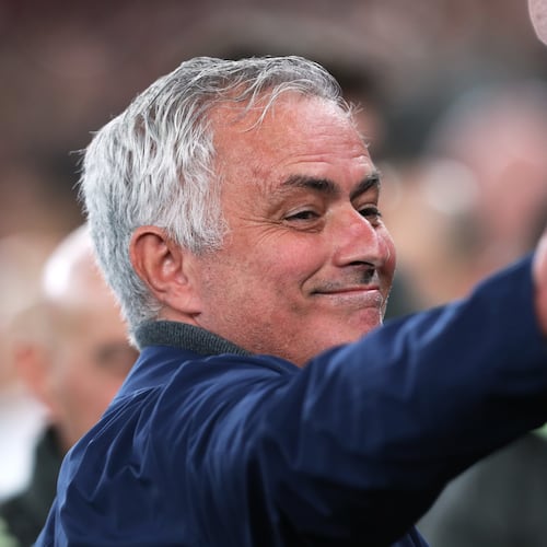 FILE -Benfica's head coach José Mourinho arrives for a Champions League opening phase soccer match between SL Benfica and Real Madrid in Lisbon, Portugal, Tuesday, Feb. 17, 2026. (AP Photo/Pedro Rocha, File)
