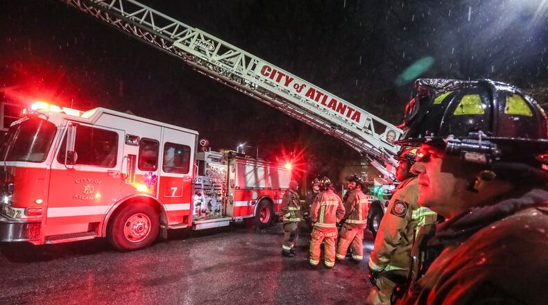 A fire broke out at a northwest Atlanta business Friday night. (Credit: John Spink / John.Spink@ajc.com)