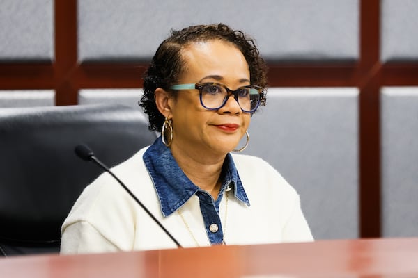 Commissioner Alicia M. Johnson smiles during a Georgia PSC meeting in Atlanta on Tuesday, Jan. 6, 2026. (Abbey Cutrer/AJC)
