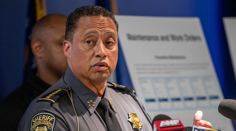 Fulton County Sheriff Patrick “Pat” Labat said his agency is ready should former President Donald Trump be indicted on criminal charges.  (Katelyn Myrick/katelyn.myrick@ajc.com)