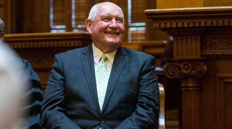 Former Georgia governor and current U.S. Secretary of Agriculture Sonny Perdue at a swearing-in ceremony for the Georgia Supreme Court last week. ALYSSA POINTER/ALYSSA.POINTER@AJC.COM