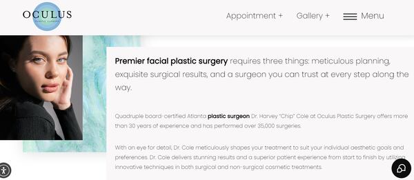 Harvey "Chip" Cole is listed as a "quadruple board-certified Atlanta plastic surgeon" on the Oculus Plastic Surgery website, though his training is in ophthalmology, an eye disorder specialty.