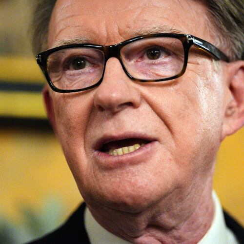 FILE - Britain's Ambassador to the United States, Peter Mandelson, speaks during a reception at the ambassador's residence on Feb. 26, 2025 in Washington. (Carl Court/Pool Photo via AP, File)