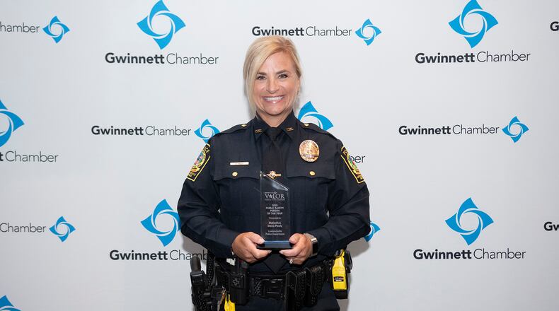 Lawrenceville Police Department’s Detective Dena Pauly received Gwinnett's Valor Awards 2020 Public Safety Person of the Year award for "exemplifying what community service in law enforcement is all about by leading by example both on and off duty." (Courtesy Gwinnett Chamber)