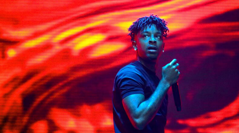 21 Savage will perform at Music Midtown 2021 in Atlanta. (Photo by Jack Plunkett/Invision/AP)