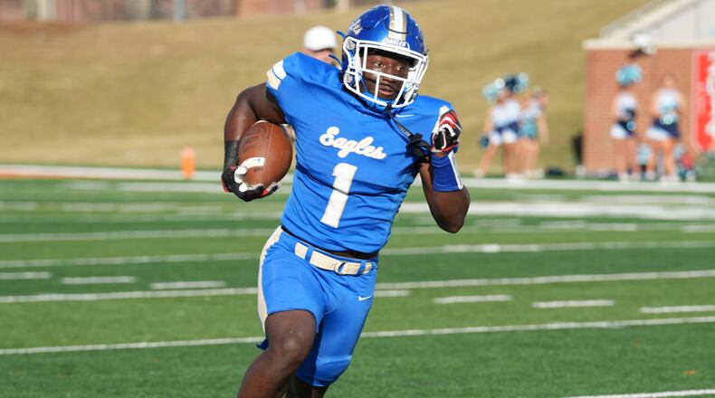 Tristan Robinson, a junior running back from Brentwood in Sandersville, has gained 2,895 all-purpose yards and scored 41 touchdowns in his two varsity seasons. He has reported offers from North Carolina, Georgia Southern and Central Florida. (Courtesy of the Georgia Independent Athletic Association)