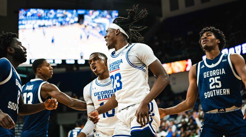 Lsslie Nkereuwem, here against Georgia Southern on Jan. 13 in Atlanta, scored a season-high 15 in the win at Louisiana on Feb. 7.