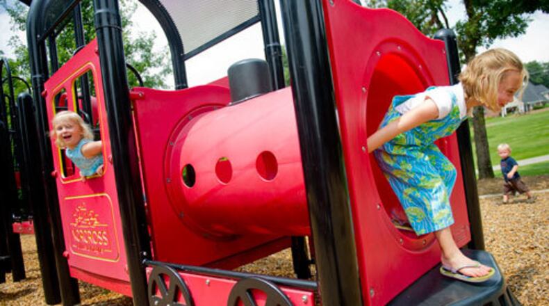 Thrasher Park in Norcross has train play for toddlers and a free summer concert series at night for the whole family.