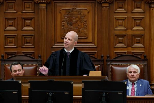 Georgia Chief Justice Nels S.D. Peterson delivered his State of the Judiciary address at the Capitol in Atlanta on Wednesday. (Miguel Martinez/AJC)