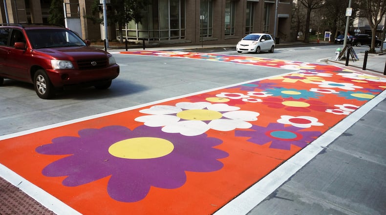 The is how the crosswalk at Decatur’s Ponce de Leon and Clairemont looked before it began fracturing. It is getting rebuilt this week. Courtesy of manufacture Ennis-Flint, Inc.