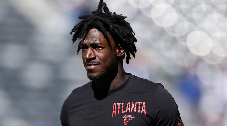 Falcons wide receiver Calvin Ridley, who left the team midseason to address his mental well-being, may want to play for another team, according to Falcons owner Arthur Blank. (Adam Hunger/AP)