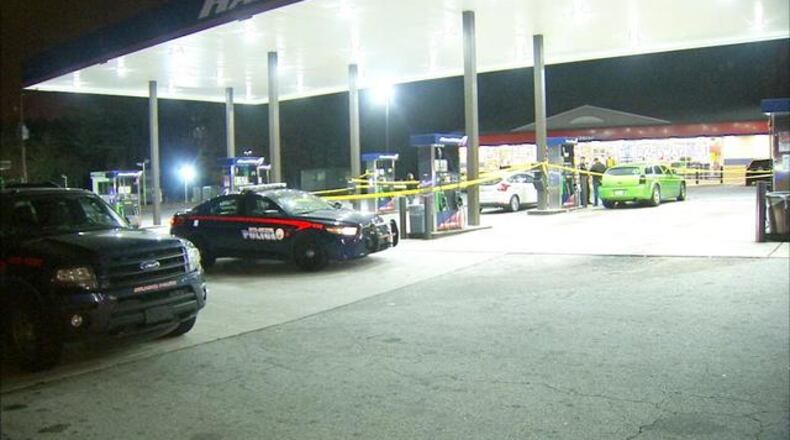 Police are investigating a shootout that injured a MARTA passenger Thursday at the Raceway gas station on Campbellton Road. (Credit: Channel 2 Action News)