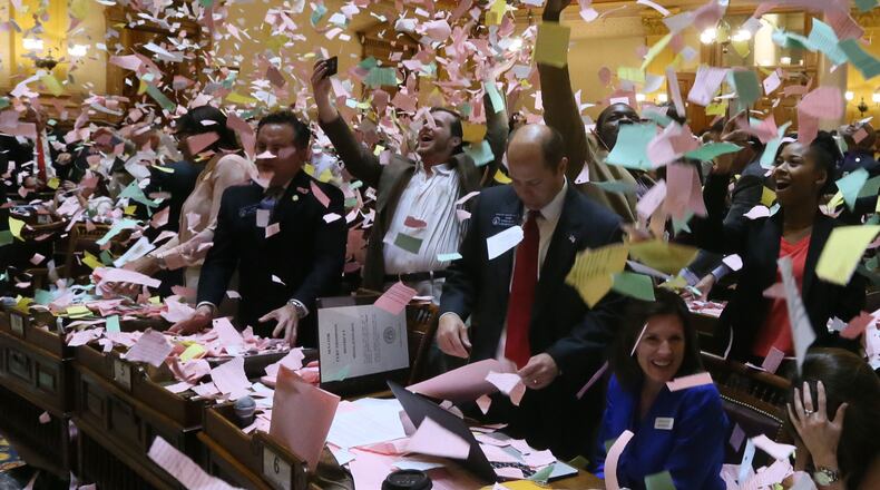 Sine Die, the last day of a legislative session in Georgia, usually ends at midnight. But last year Republican leaders decided the deadline had some play in it, so the final vote was held at 12:27 a.m. BOB ANDRES / BANDRES@AJC.COM