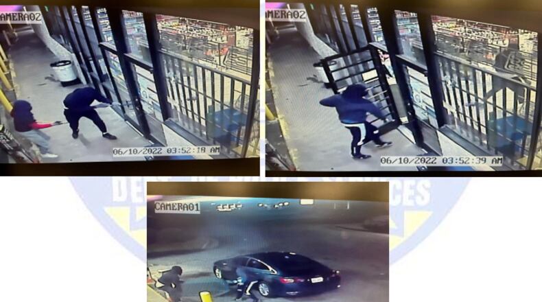 The Forest Park Police Department released surveillance photos and videos of the Friday morning break-in at the Holiday Bottle Shop in the 700 block of Morrow Road.