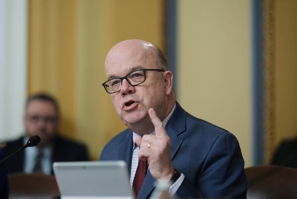 Rep. Jim McGovern, D-Mass., the ranking member of the House Rules Committee, challenges Budget Committee Chairman Jodey Arrington, R-Texas, as President Donald Trump's top domestic priorities on spending reductions and tax breaks are prepared for a floor vote, at the Capitol in Washington, Wednesday, April 9, 2025. (AP Photo/J. Scott Applewhite)