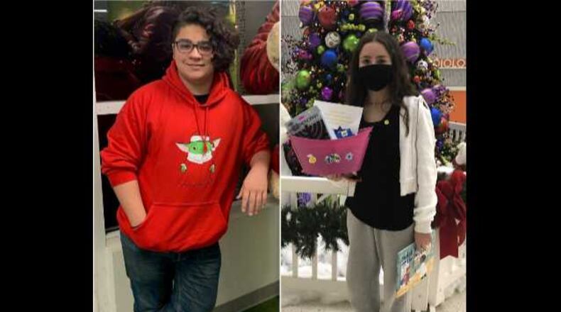 This is a composite image of 15-year-old Jerry Hatcher Jr. (left) and 13-year-old Anna Banner, both of whom — despite COVID-19 — still delivered holiday cheer to hospitalized children. (Courtesy of Children's Healthcare of Atlanta)