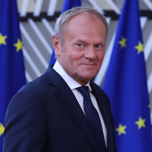 FILE - Poland's Prime Minister Donald Tusk arrives for the EU summit in Brussels, Thursday, June 18, 2026. (AP Photo/Omar Havana, File)