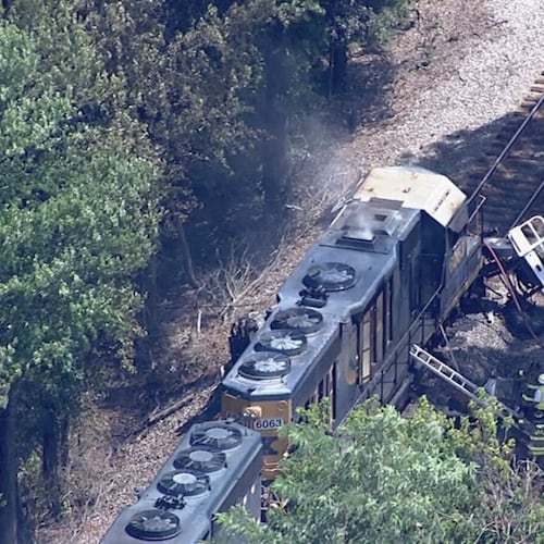 A train collided with a tractor trailer on the tracks near the intersection of Stonewall Tell and Westbrook roads in South Fulton, Fulton police said. (Courtesy of Channel 2 Action News)