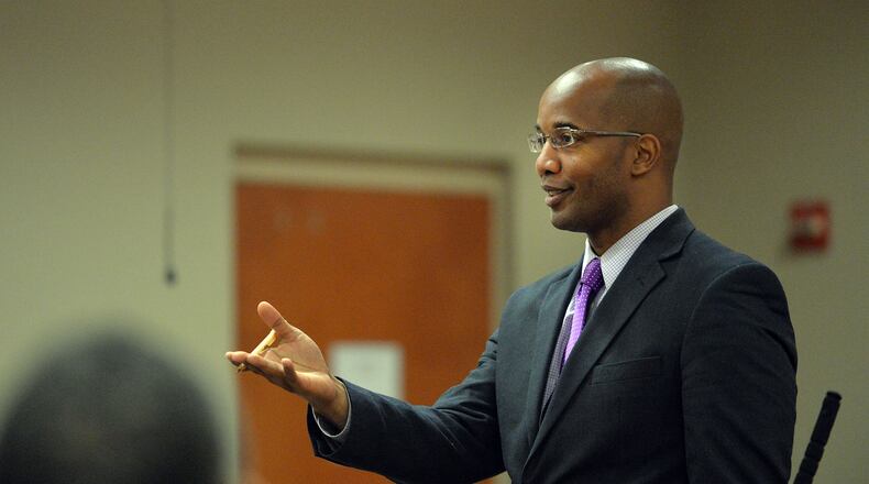 DeKalb County District Attorney Robert James starts the state's portion of voire dire on prospective jurors Monday. June 1, 2015.