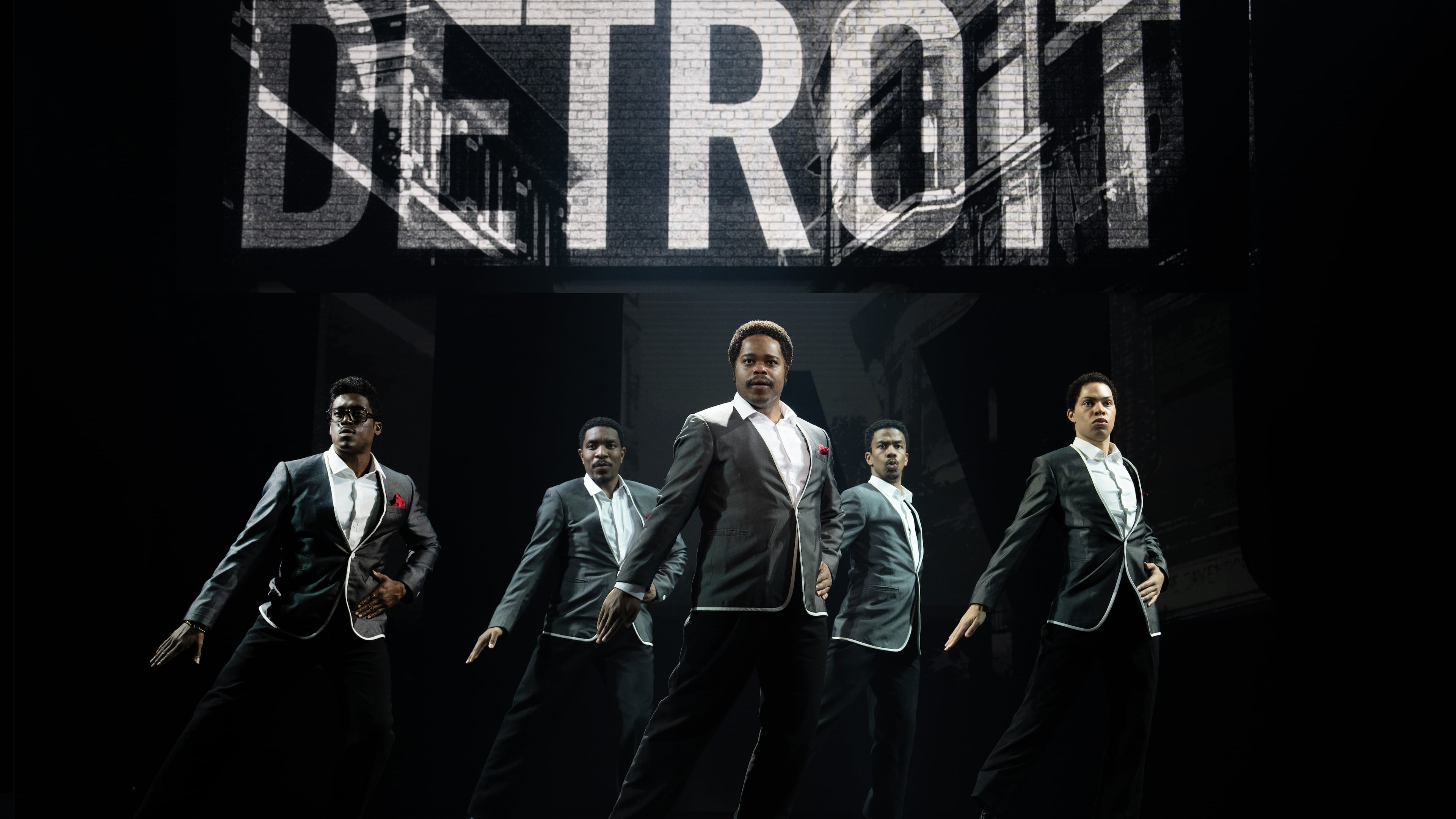 Josiah Travis (from left), Kent Rogers, Lowes Moore, Rudy Foster, Jameson Clanton and Bryce Valle perform as the Temptations in the musical “Ain’t Too Proud” at the Fox Theatre on Friday and Saturday, June 6-7. (Courtesy of Joan Marcus)