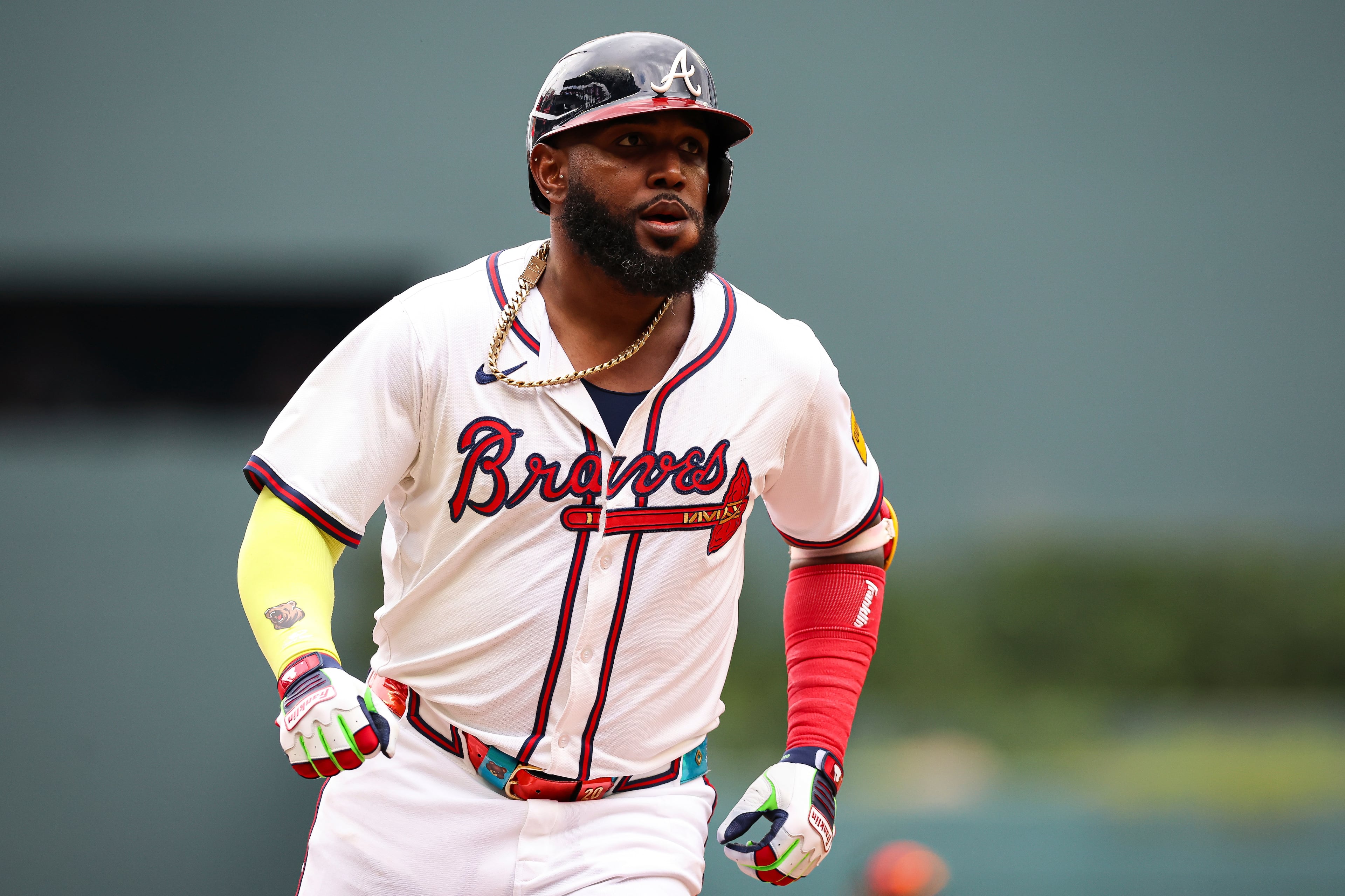 Braves designated hitter Marcell Ozuna, feeling pretty comfortable rounding the bases these days.