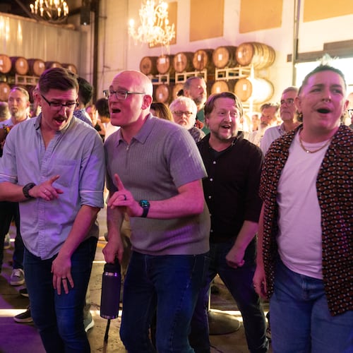 The Atlanta Gay Men's Chorus performs the concert “Beyond the Yellow Brick Road: A Tribute to the Music of Elton John” on Saturday at Mableton's Mable House Barnes Amphitheatre. The chorus will be joined by the band Yacht Rock Schooner. (Courtesy of Voices of Note/Ames Studios)