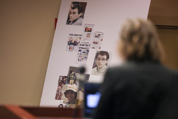 Prosecutor Patricia Brooks, right, talks about the "shrine" of the Parkland shooter found in the Apalachee shooter’s bedroom during the sentencing at Barrow County Superior Court, Monday, July 27, 2026, in Winder, Ga. (Jason Getz/AJC)