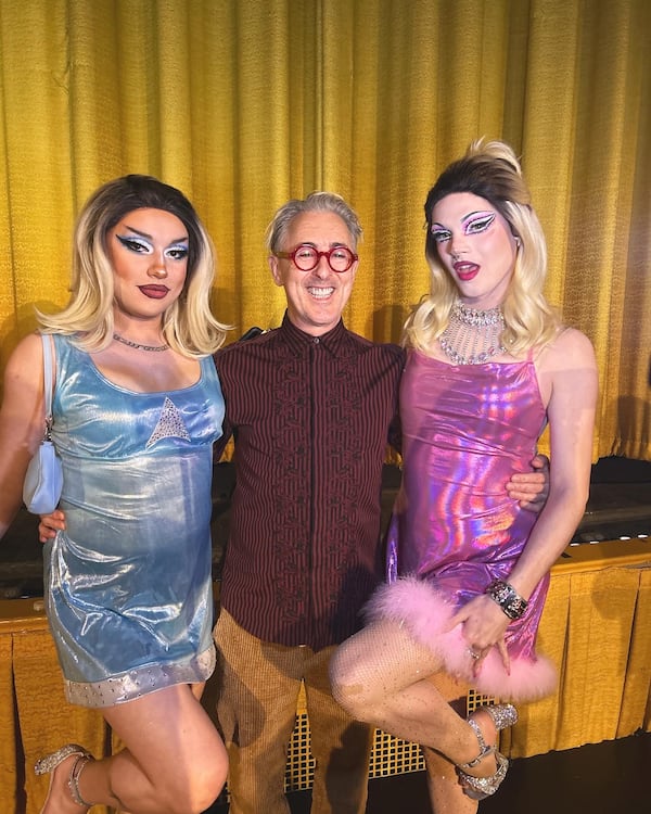Celebrity guests at WussyVision screenings in Atlanta have included actor Alan Cumming, here joined by screening hosts Hera Kane (left) and Katrina Prowess (right). (Courtesy of Wussy Mag)