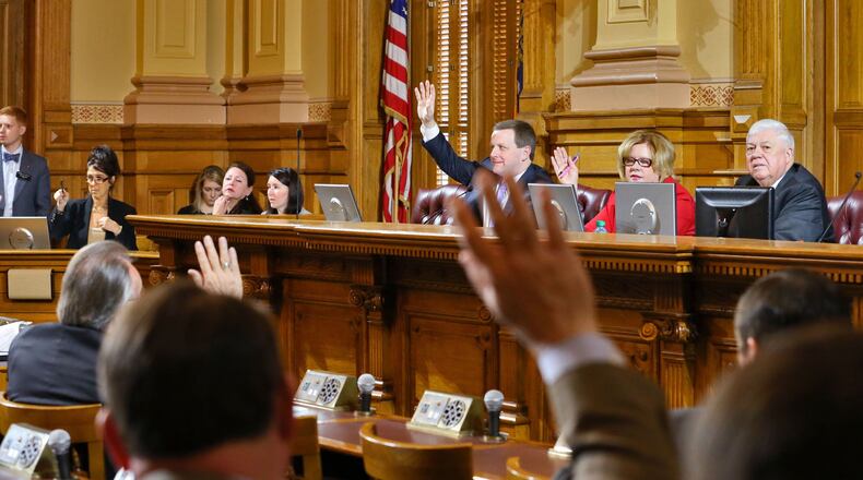 Pay raises for judges cleared the Georgia Legislature, including a favorable vote in the Senate Appropriations Committee in March, but the impact on local taxpayers received relatively little attention. Hundreds of local officials’ salaries are tied to what judges make and will go up as a result of the judicial pay raises. BOB ANDRES / BANDRES@AJC.COM